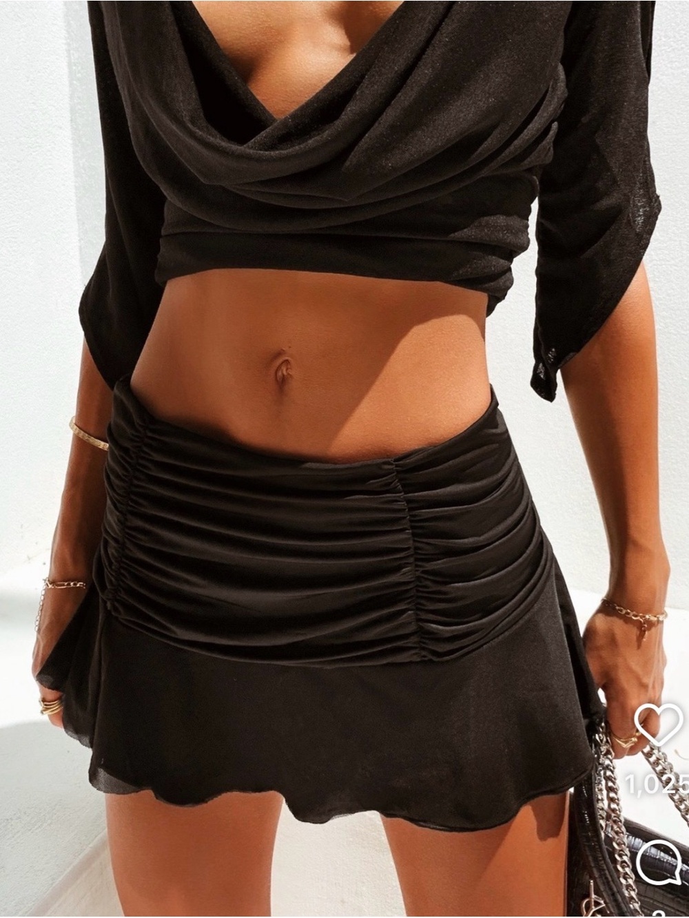 I.AM.GIA Black Ruched Mini Skirt